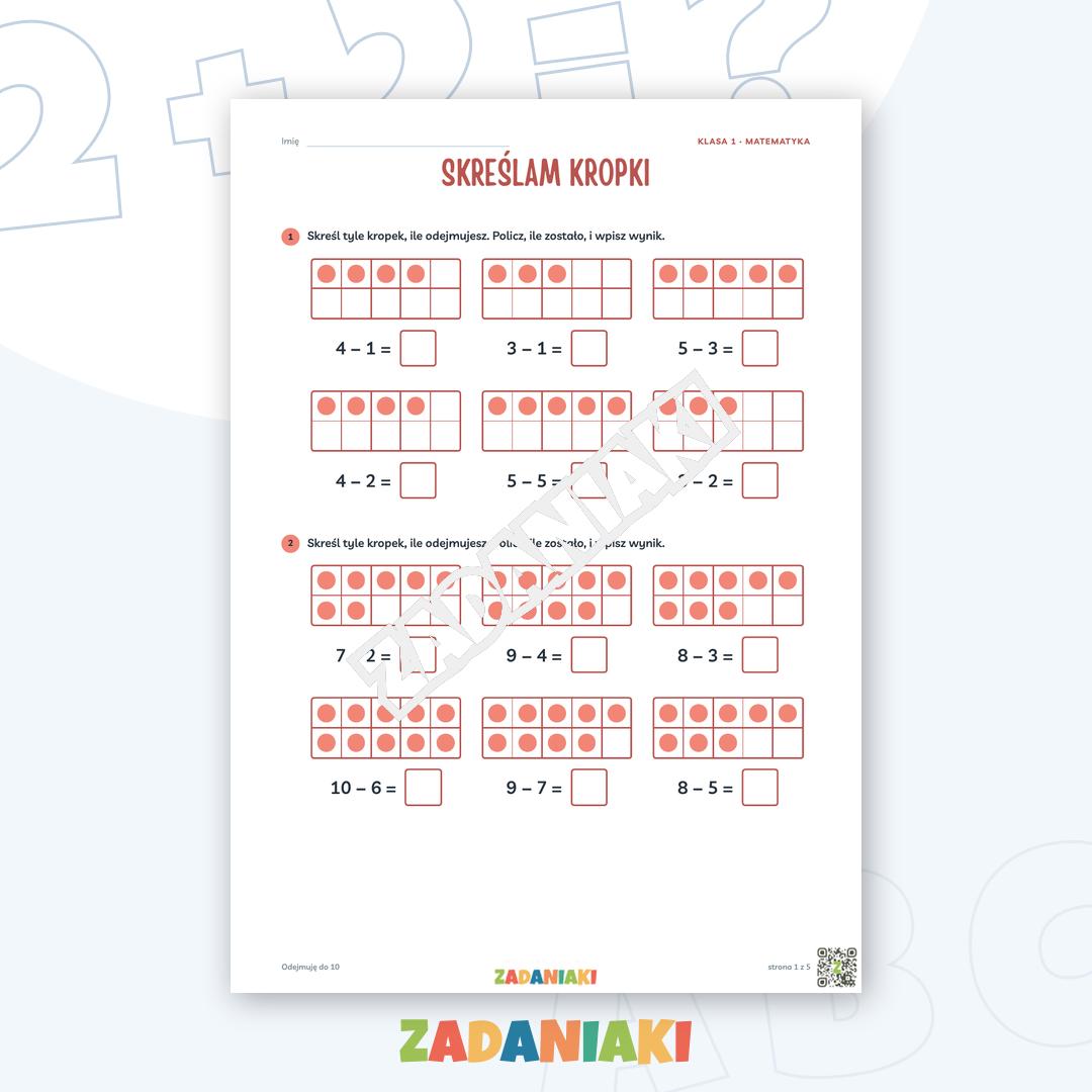 Zeszyt ćwiczeń – Odejmuję do 10: Rozumiem matematykę krok po kroku