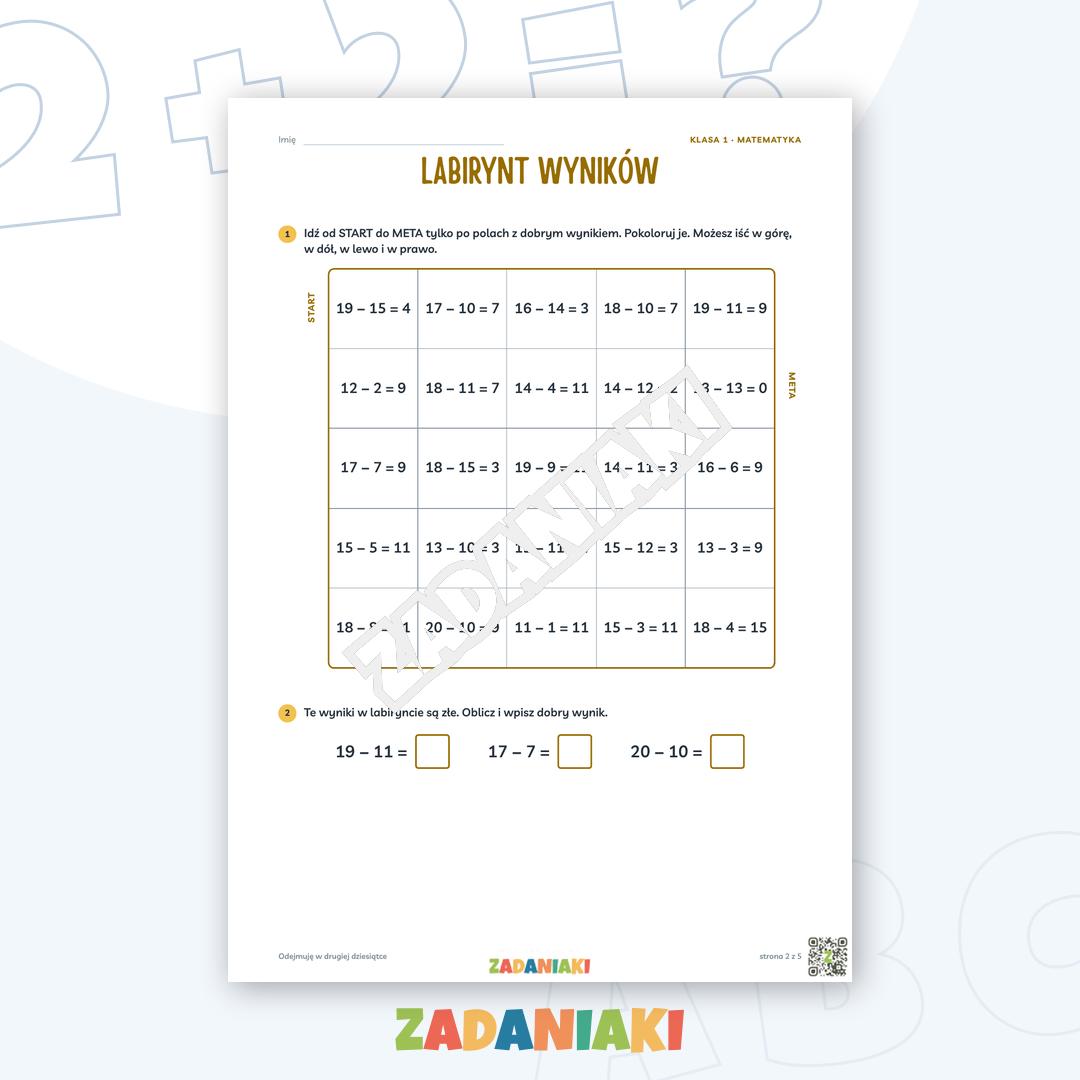 Zeszyt ćwiczeń – Odejmuję w drugiej dziesiątce: Rozumiem matematykę krok po kroku — podgląd 2