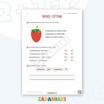 Zeszyt ćwiczeń – Pisanie do obrazka: Owoce (klasa 1, etap 2) — przykładowa karta pracy 1