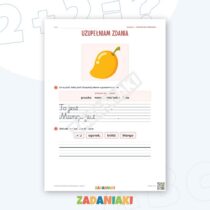 Zeszyt ćwiczeń – Pisanie do obrazka: Owoce (klasa 1, etap 2) — przykładowa karta pracy 2