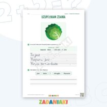 Zeszyt ćwiczeń – Pisanie do obrazka: Warzywa (klasa 1, etap 2) — przykładowa karta pracy 2