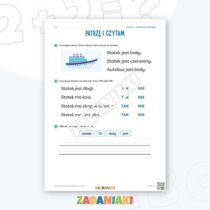Zeszyt ćwiczeń – Pisanie do obrazka: Pojazdy (klasa 1, etap 2) — przykładowa karta pracy 1
