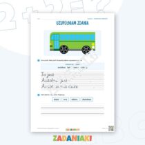 Zeszyt ćwiczeń – Pisanie do obrazka: Pojazdy (klasa 1, etap 2) — przykładowa karta pracy 2