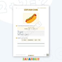 Zeszyt ćwiczeń – Pisanie do obrazka: Przekąski (klasa 1, etap 2) — przykładowa karta pracy 2