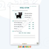 Zeszyt ćwiczeń – Pisanie do obrazka: Zwierzęta (klasa 1, etap 2) — przykładowa karta pracy 1