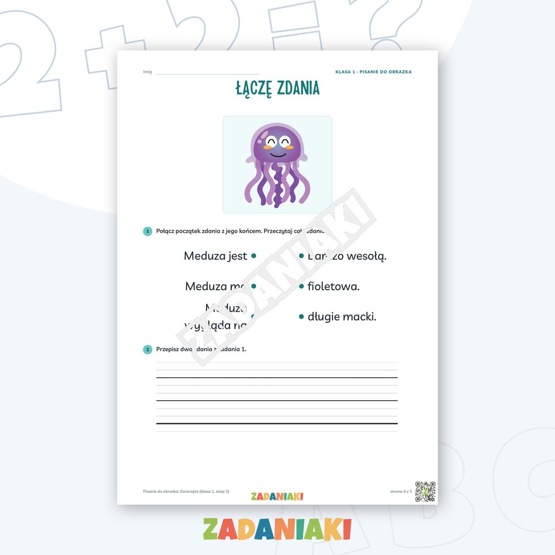 Zeszyt ćwiczeń – Pisanie do obrazka: Zwierzęta (klasa 1, etap 2) — podgląd 4