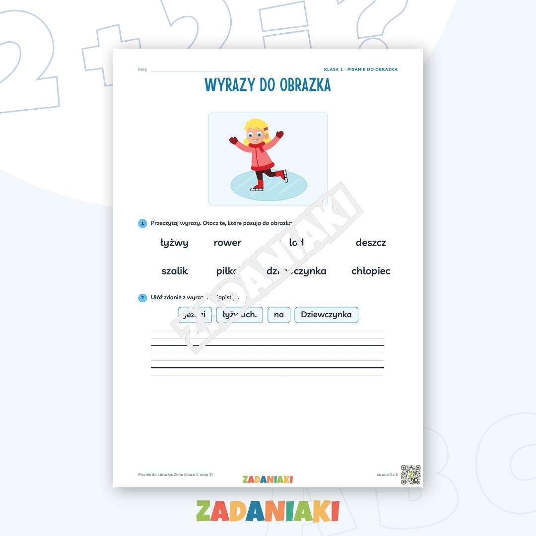 Zeszyt ćwiczeń – Pisanie do obrazka: Zima (klasa 1, etap 2) — podgląd 3