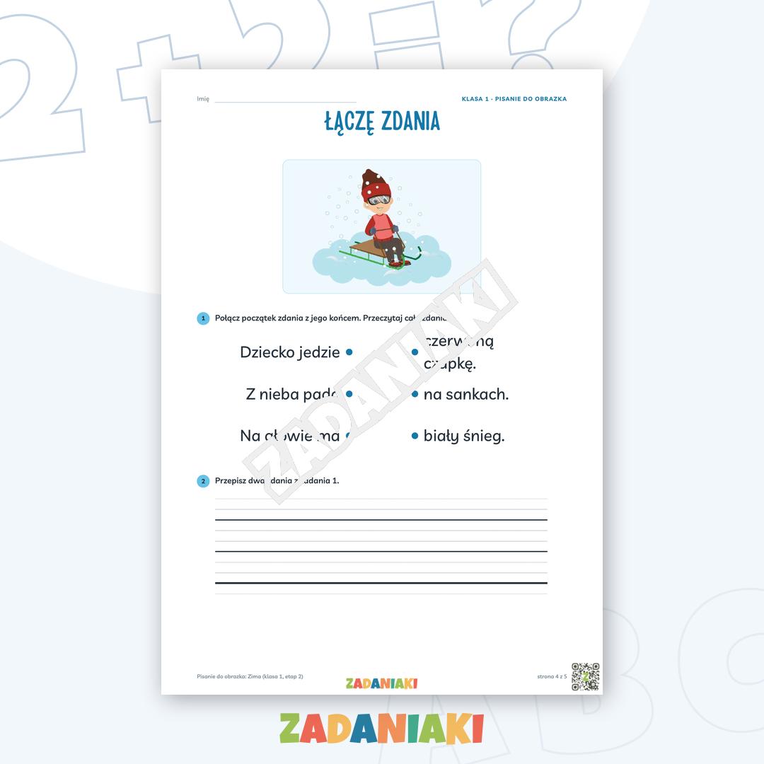 Zeszyt ćwiczeń – Pisanie do obrazka: Zima (klasa 1, etap 2) — podgląd 4