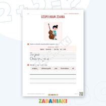 Zeszyt ćwiczeń – Pisanie do obrazka: Instrumenty (klasa 1, etap 2) — przykładowa karta pracy 2
