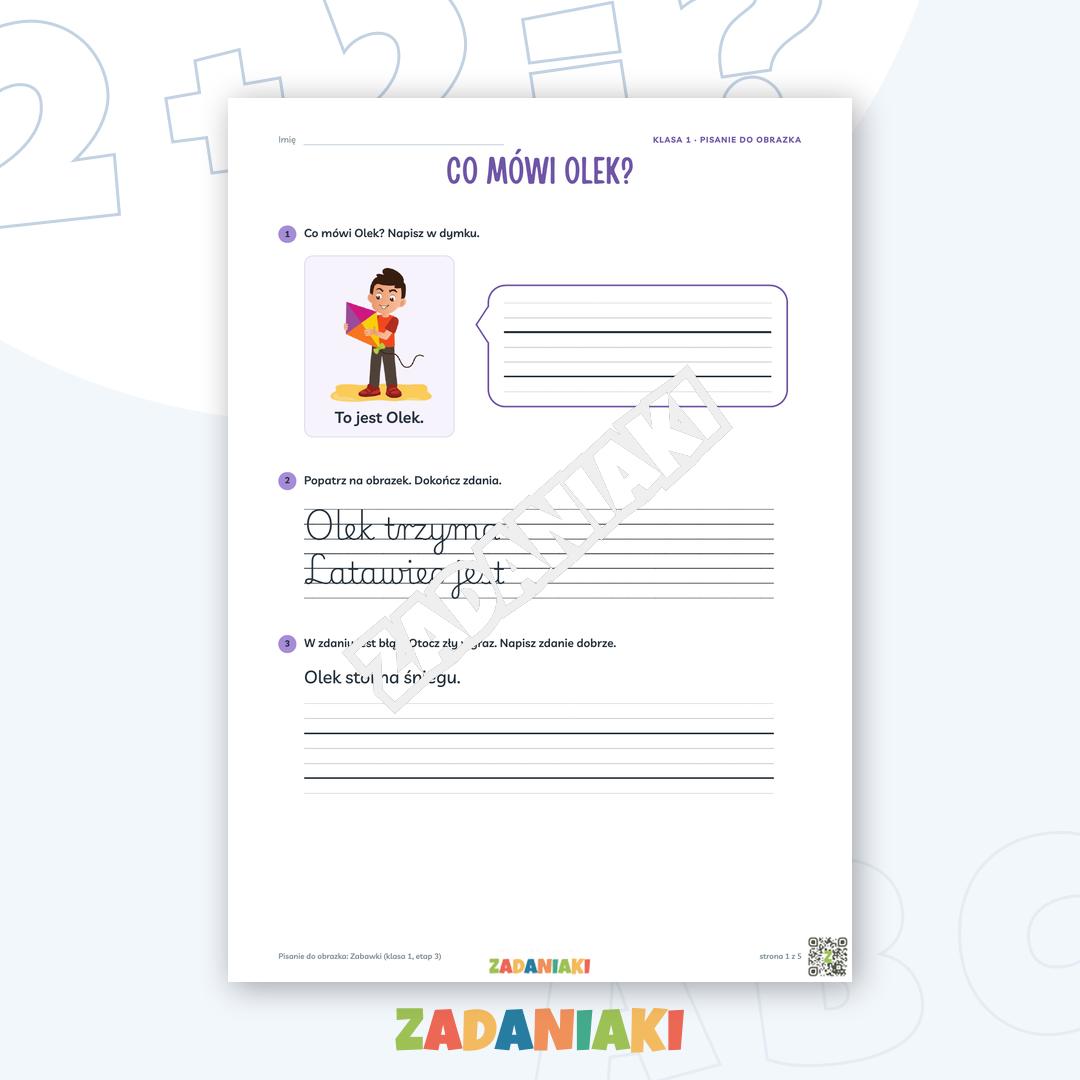 Zeszyt ćwiczeń – Pisanie do obrazka: Zabawki (klasa 1, etap 3)