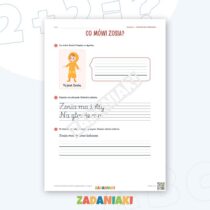 Zeszyt ćwiczeń – Pisanie do obrazka: Ubrania i pogoda (klasa 1, etap 3) — przykładowa karta pracy 1