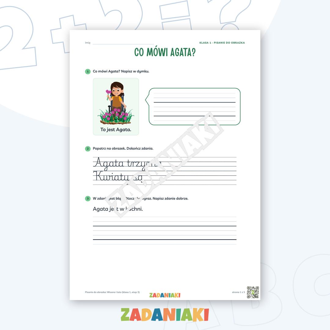 Zeszyt ćwiczeń – Pisanie do obrazka: Wiosna i lato (klasa 1, etap 3)