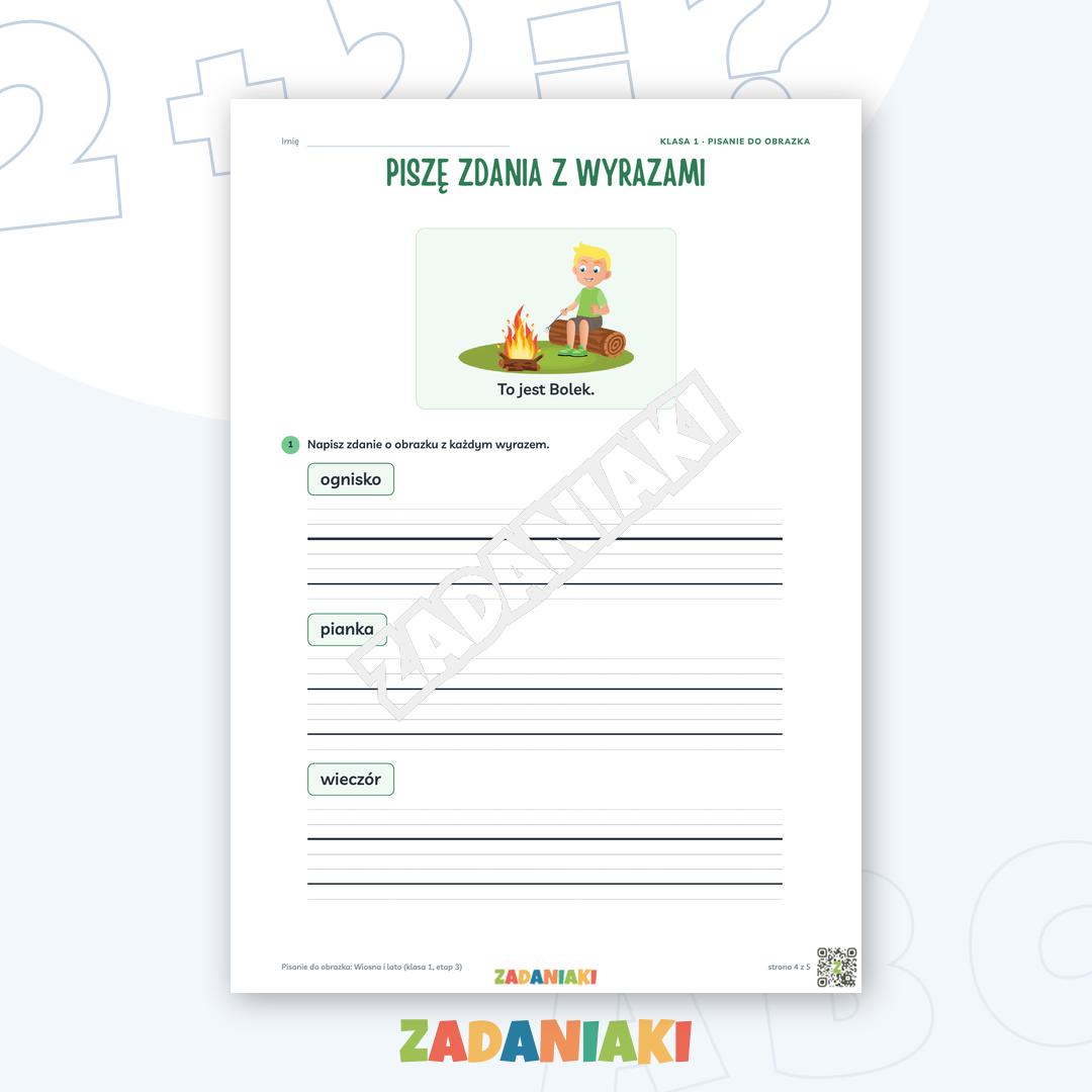 Zeszyt ćwiczeń – Pisanie do obrazka: Wiosna i lato (klasa 1, etap 3) — podgląd 4