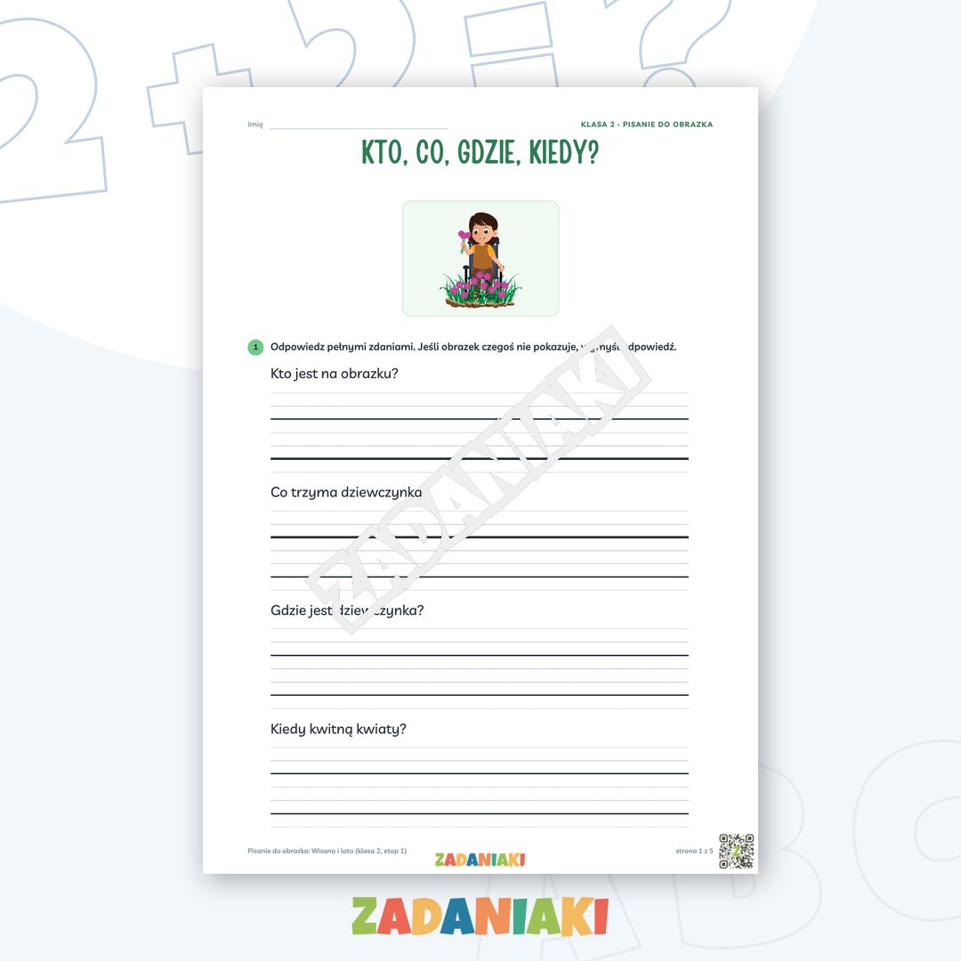 Zeszyt ćwiczeń – Pisanie do obrazka: Wiosna i lato (klasa 2, etap 1)