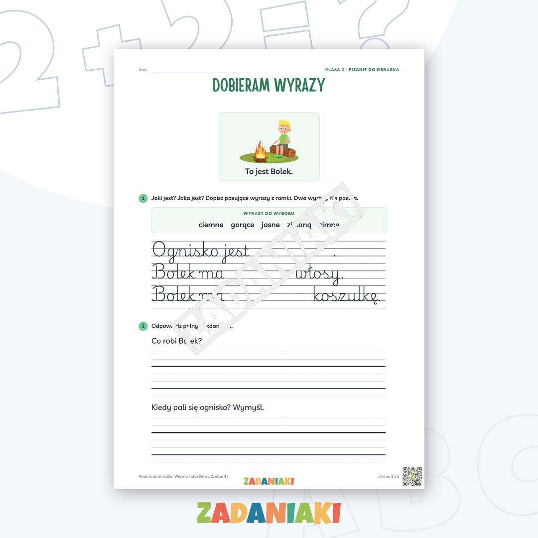 Zeszyt ćwiczeń – Pisanie do obrazka: Wiosna i lato (klasa 2, etap 1) — podgląd 3