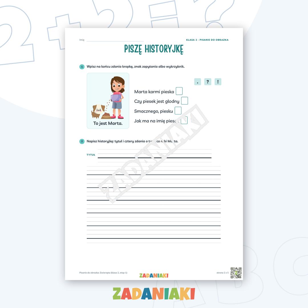 Zeszyt ćwiczeń – Pisanie do obrazka: Zwierzęta (klasa 2, etap 1) — podgląd 2