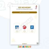 Zeszyt ćwiczeń – Bezpieczna droga: ćwicz bezpieczne przejście, znaki i widoczność — przykładowa karta pracy 2