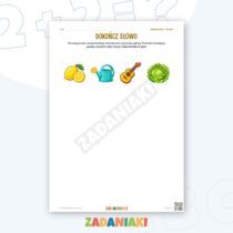 Zeszyt ćwiczeń – Dopowiadam koniec nazwy — przykładowa karta pracy 1